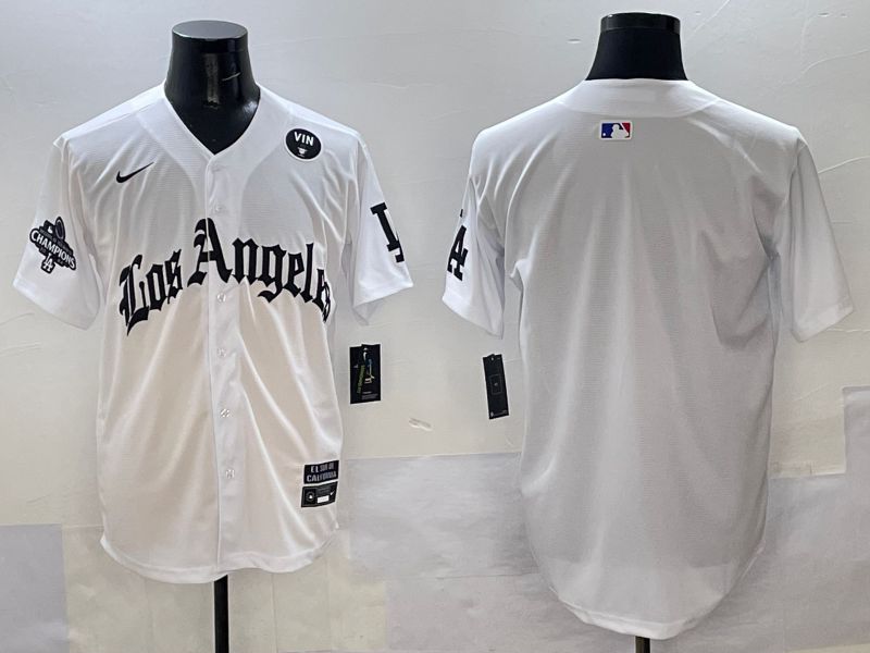 Men Los Angeles Dodgers Blank White Five generations Joint Name 2025 Nike MLB Jersey style 36